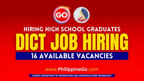 DICT Job Vacancies, Open for High School Graduate with 16 Vacant.